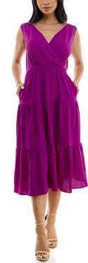 Nina Leonard Tiered Midi Dress