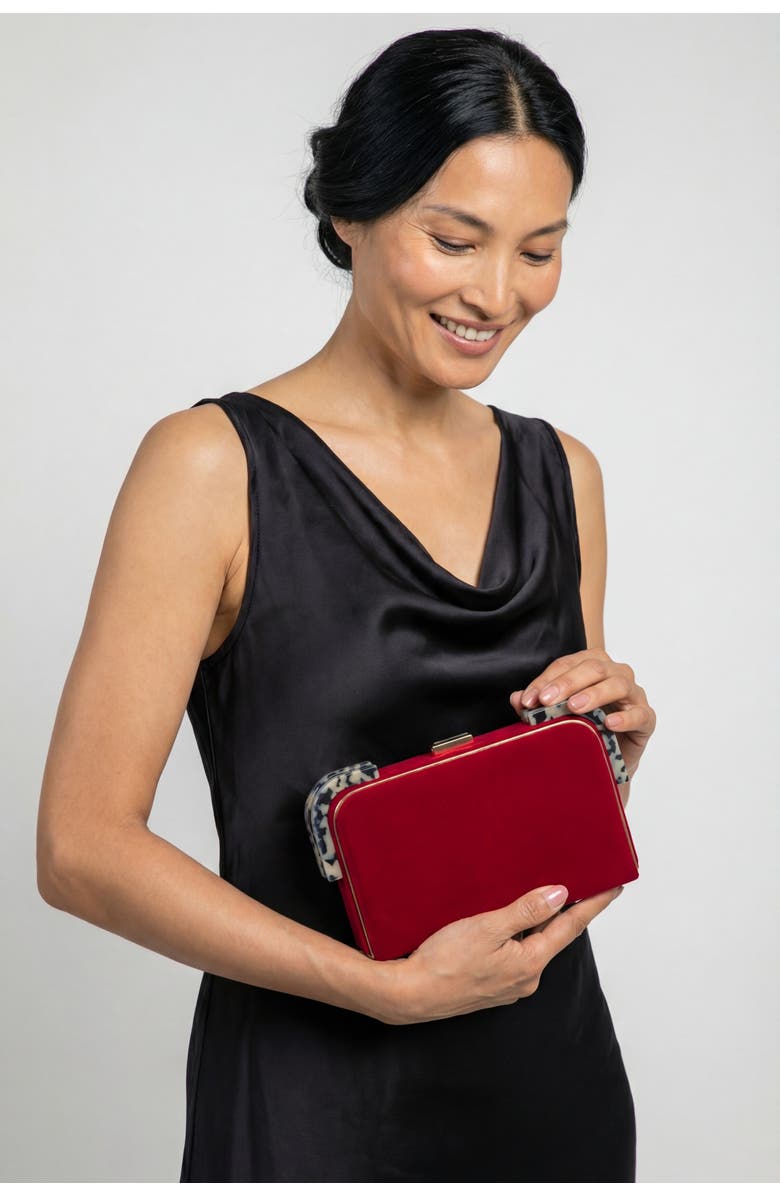 LarAllan Liz Velvet Clutch, Alternate, color, Red