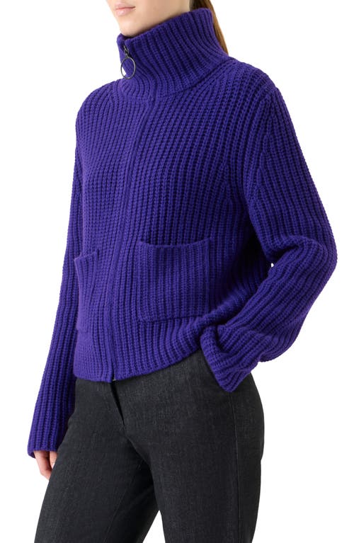 Akris Punto Chunky Virgin Wool & Cashmere Zip-up Cardigan In Purple
