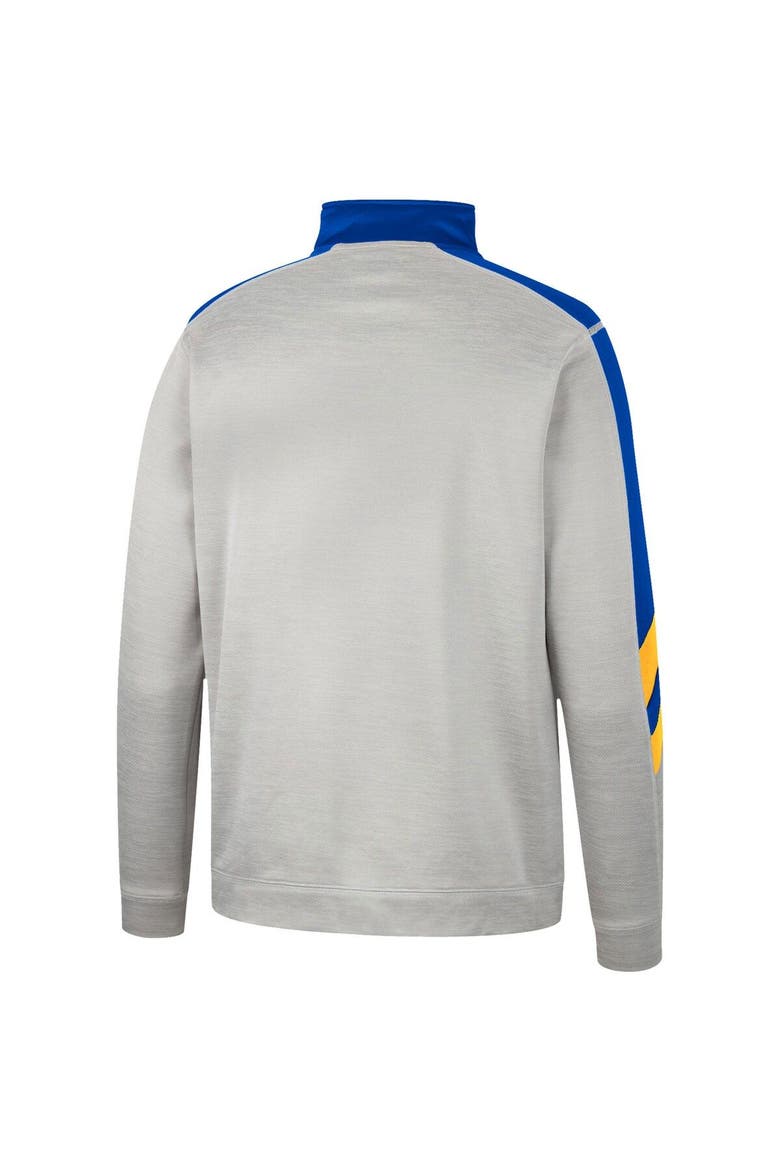 Men's Colosseum Gray/Royal Pitt Panthers Bushwood Fleece Quarter-Zip Jacket, Alternate, color, Gray