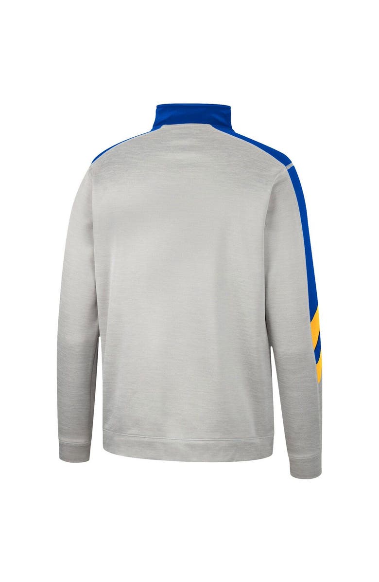 COLOSSEUM Men's Colosseum Gray/Royal Pitt Panthers Bushwood Fleece Quarter-Zip Jacket, Alternate, color, 