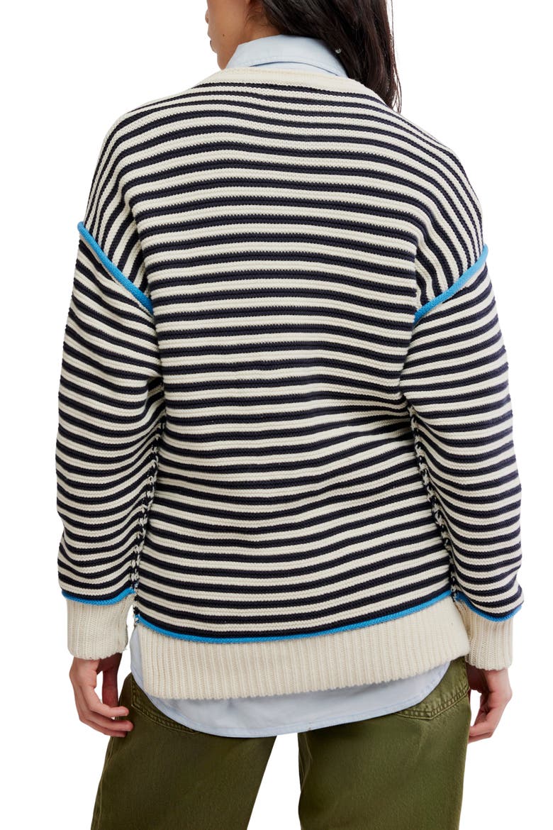 We The Free Stripe Cotton Sweater, Alternate, color, CHARCOAL COMBO