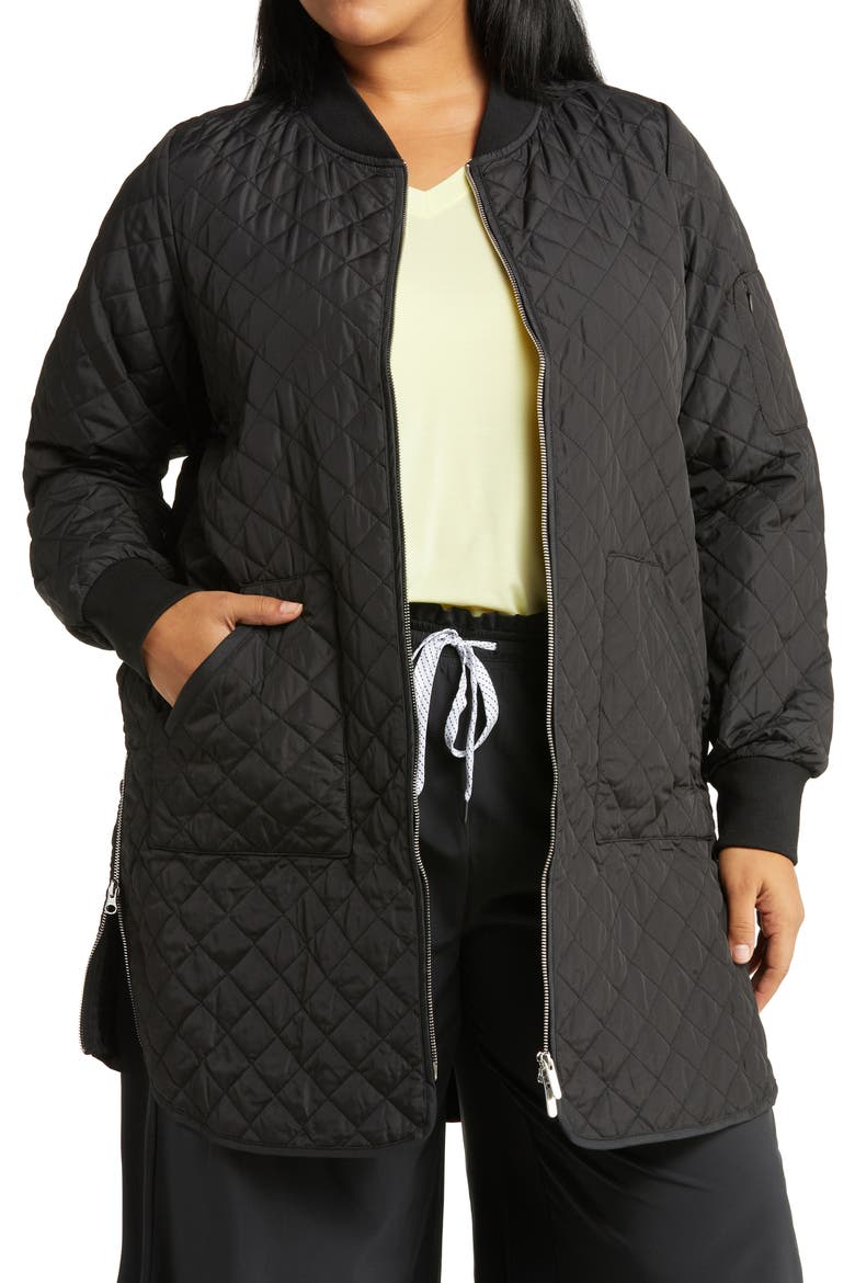 Recycled Polyester Quilted Jacket, Main, color, BLACK