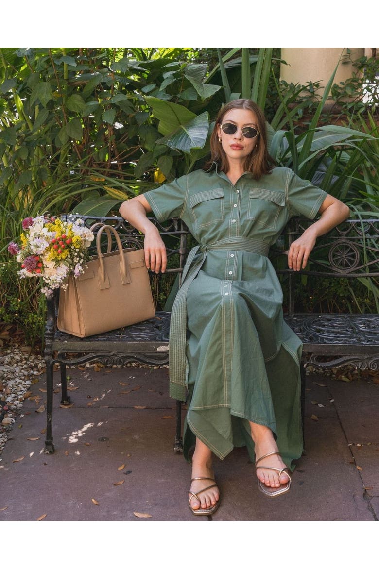 Cotton Amira Shirt Dress, Alternate, color, Solid Palm