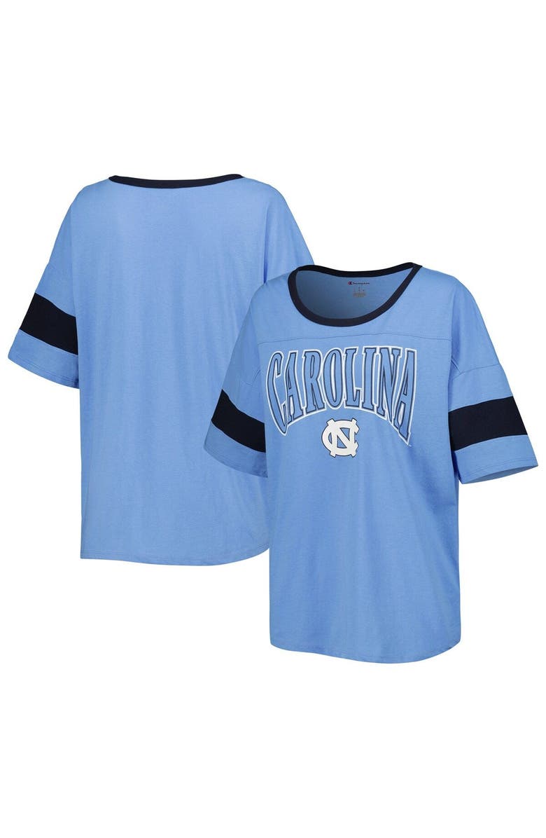 Champion Women's Champion Carolina Blue North Carolina Tar Heels Jumbo Arch Striped Half-Sleeve T-Shirt, Main, color, 