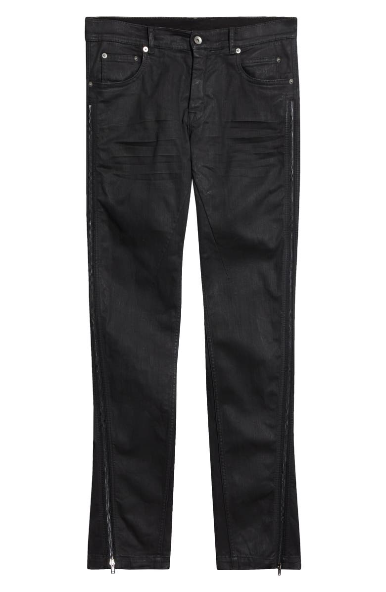 Rick Owens Vega Zip Leg Skinny Jeans, Main, color, Black
