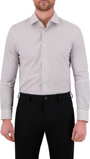 Victor Emmanuel Micro Check Print Tech Stretch Dress Shirt
