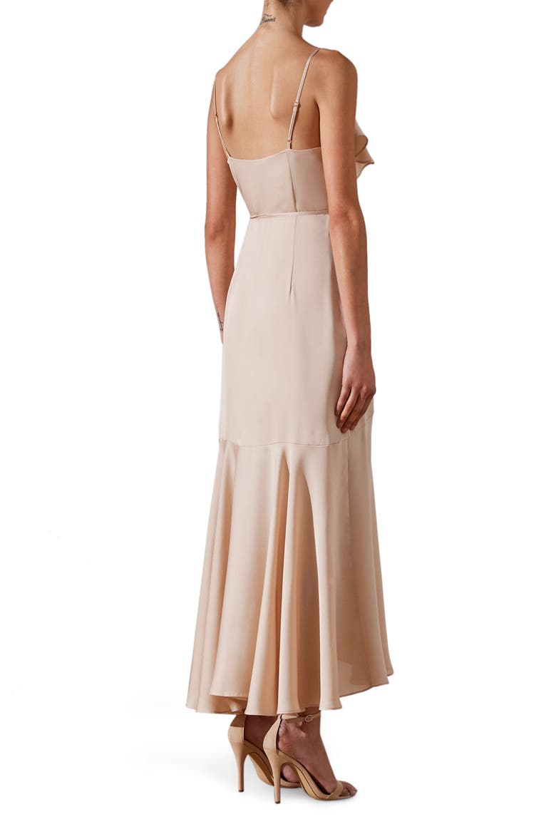Luxe Ruffle Trim Wrap Gown, Alternate, color, CHAMPAGNE