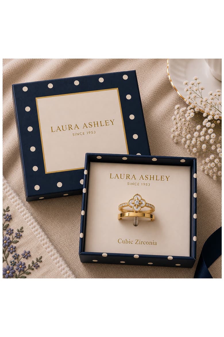 Mother of Pearl Inlay Ring Set, Alternate, color, WHITE/ CLEAR/ GOLD