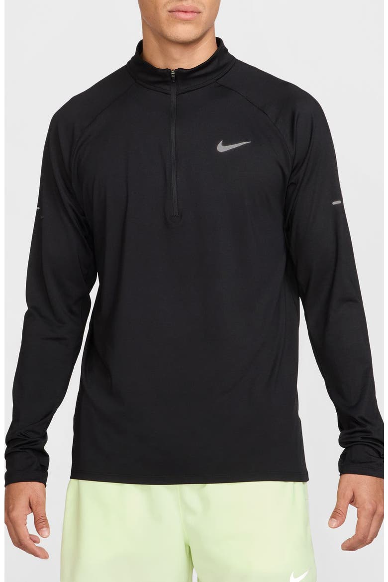 Dri-FIT Stride Half Zip Running Top, Main, color, 010 BLACK/REFSIL