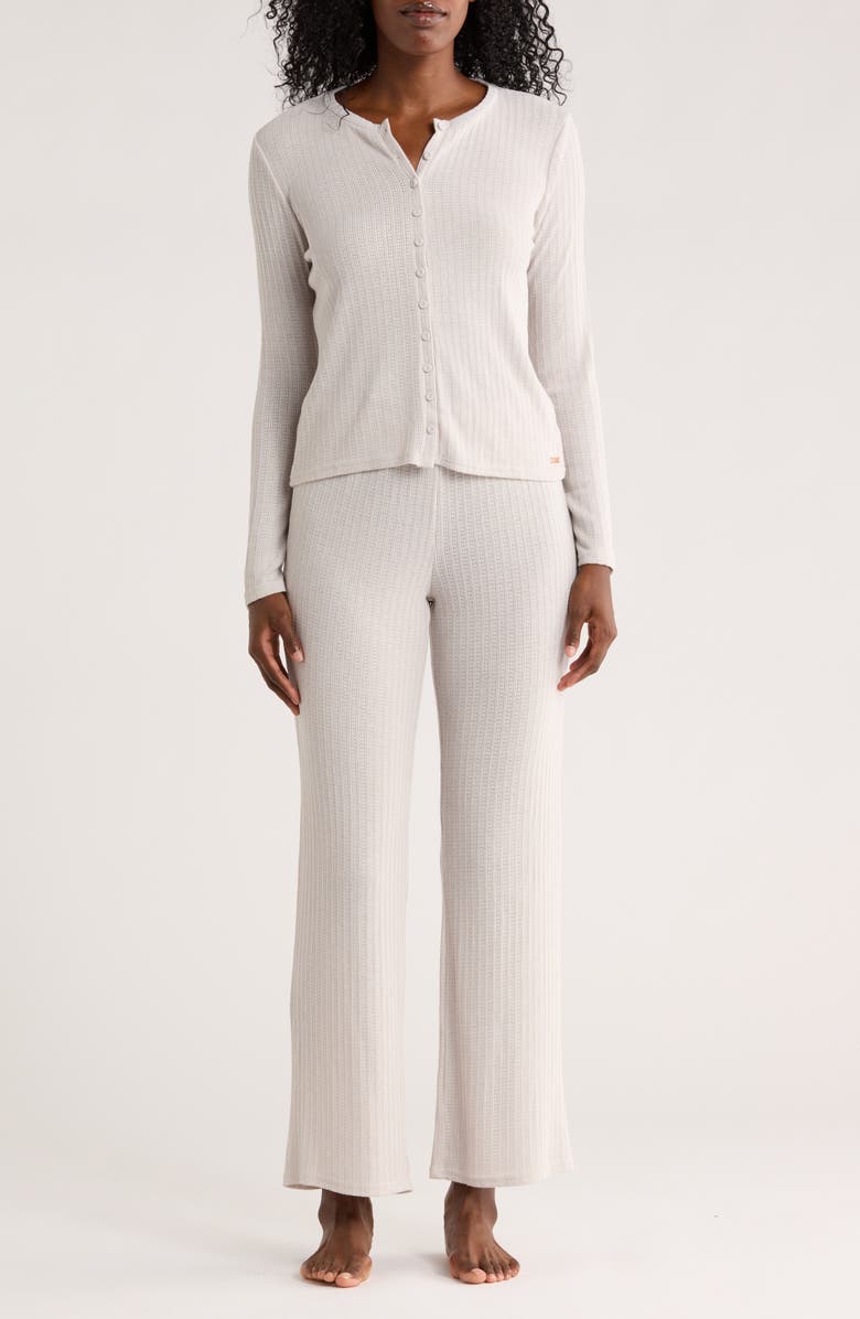 Danskin Cardigan Knit Pajamas, Main, color, Silver Cloud