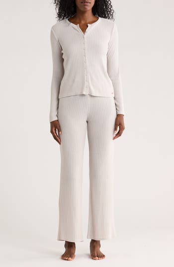 Danskin Cardigan Knit Pajamas In Neutral