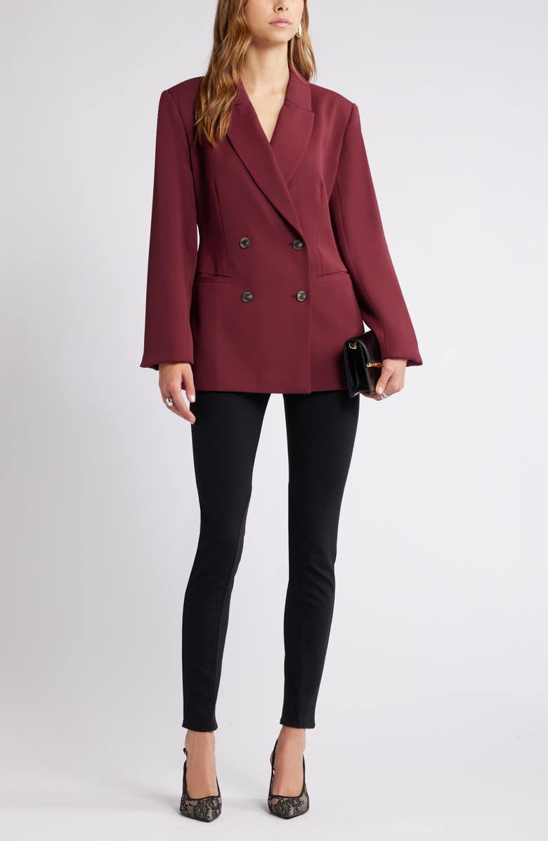 Open Edit Double Breasted Blazer, Alternate, color, Burgundy Field