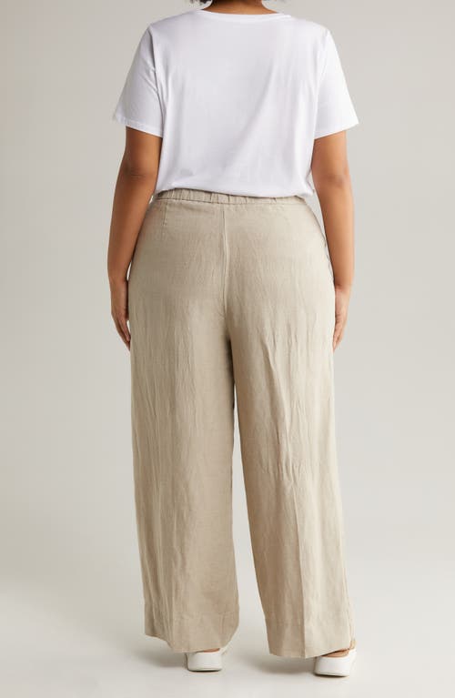 Shop Eileen Fisher High Waist Pleated Organic Linen Wide Leg Pants