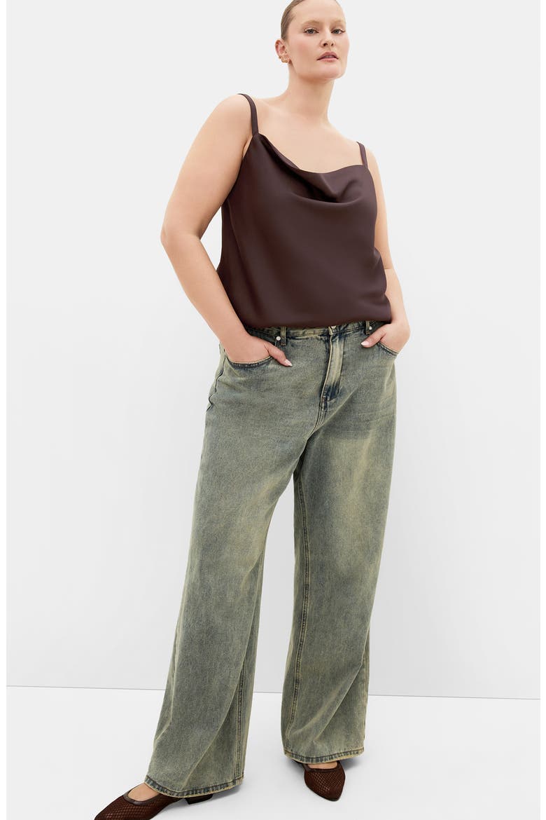 Cowl Neck Satin Camisole, Alternate, color, CHOCOLATE