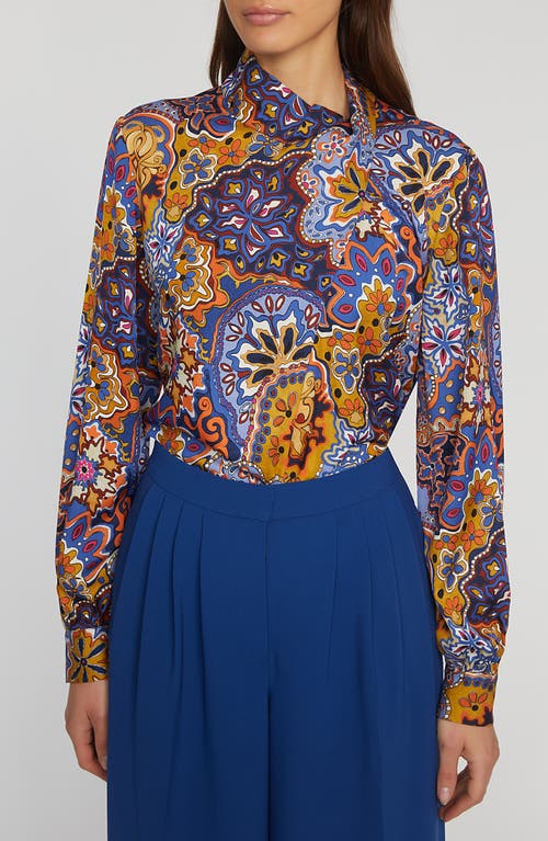Elie Tahari The Jaden Stretch Silk Top In Night Garden