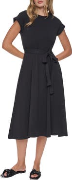 DKNY Cap Sleeve Fit & Flare Midi Dress
