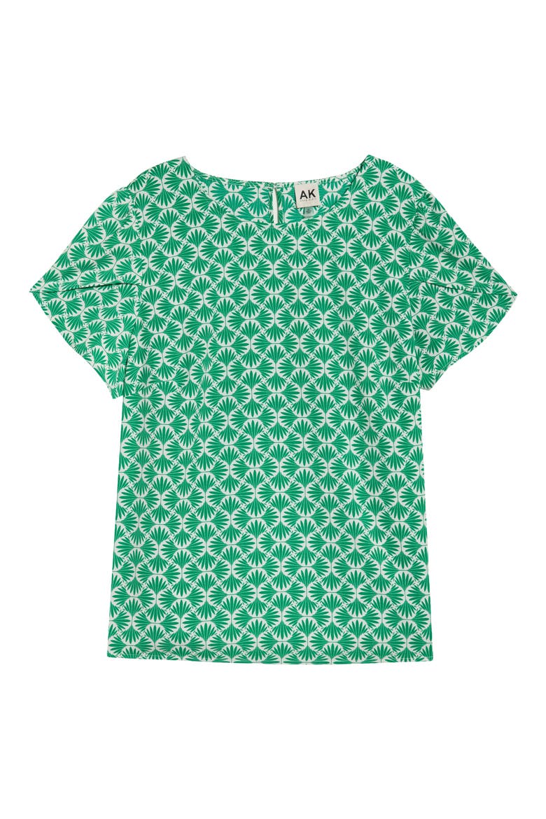 Print Tulip Sleeve Knit Top, Alternate, color, TROPICAL GREEN/ WHITE DOVE