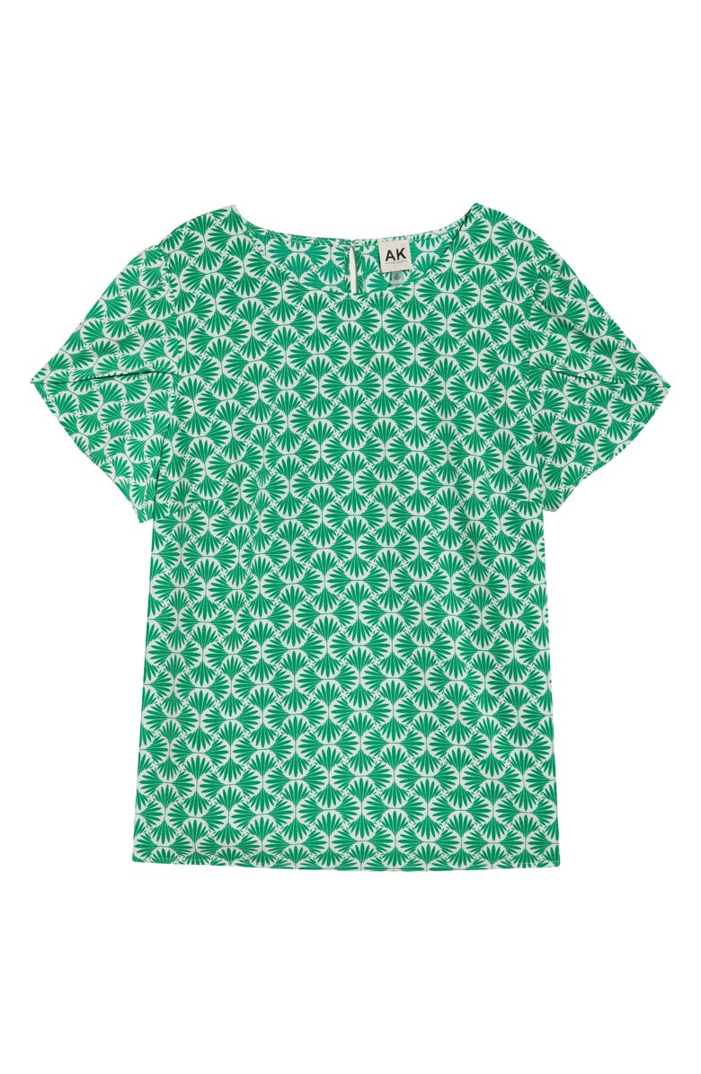 AK ANNE KLEIN Print Tulip Sleeve Knit Top, Alternate, color, Tropical Green/ White Dove