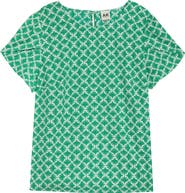 AK ANNE KLEIN Print Tulip Sleeve Knit Top