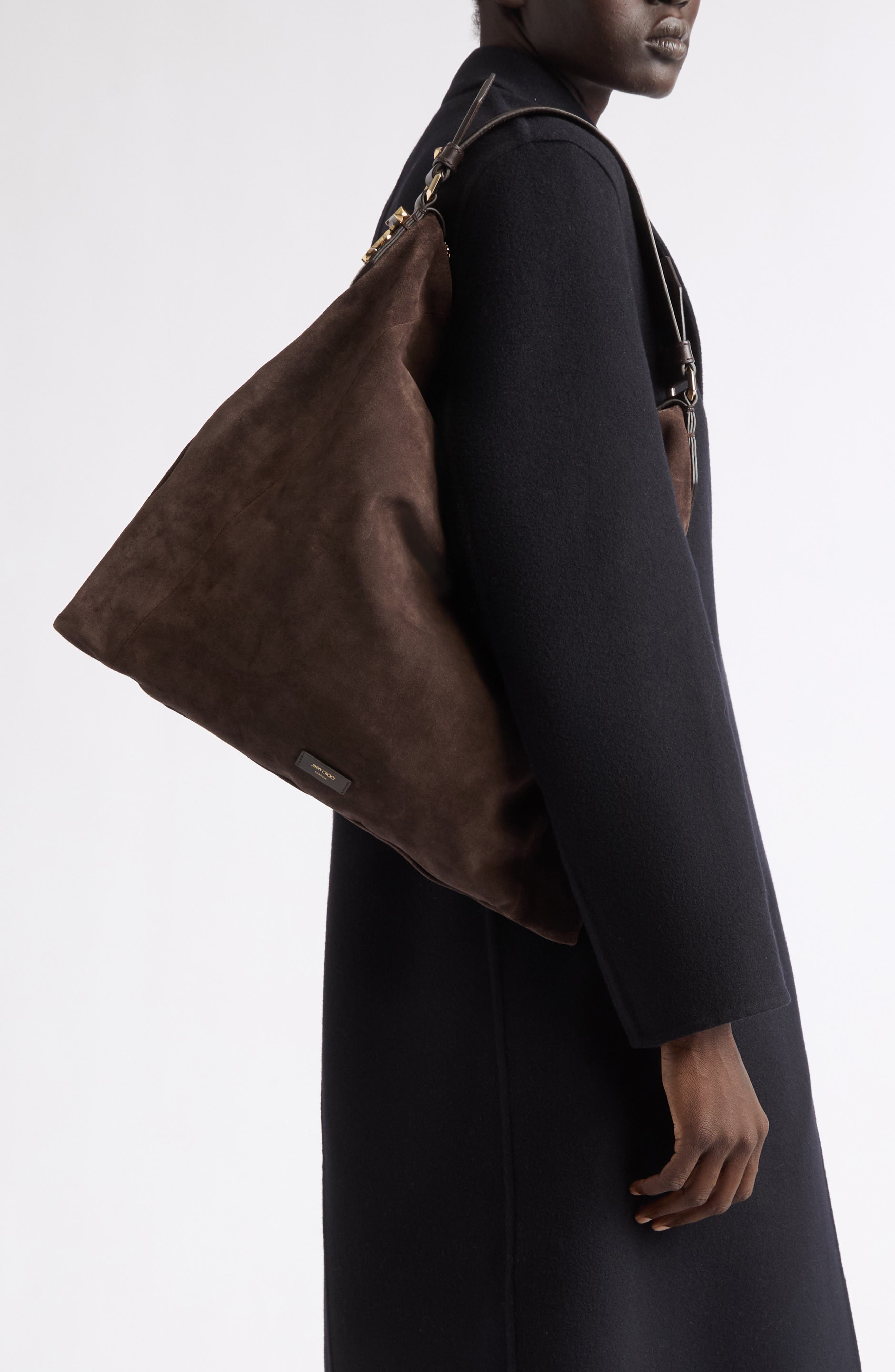 Ana Suede Hobo Bag, Alternate, color, CHOCOLATE/ LIGHT GOLD
