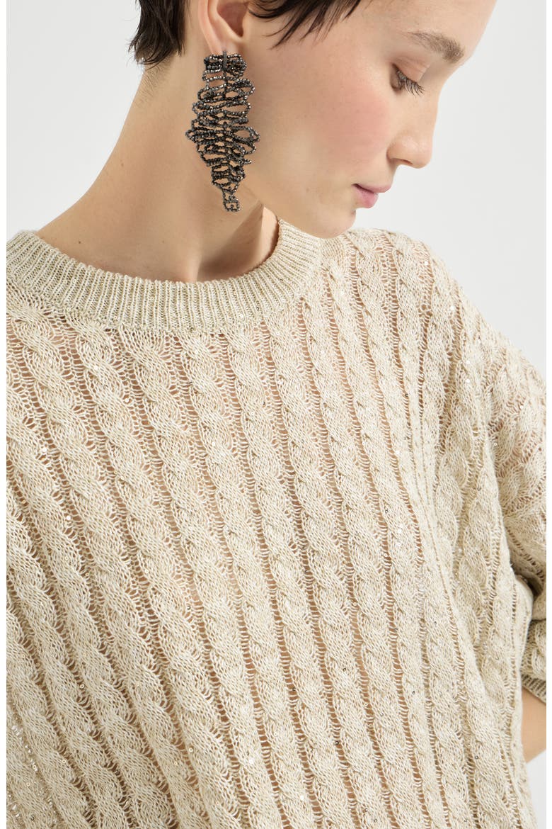 Dazzling Cable sweater, Alternate, color, Beige