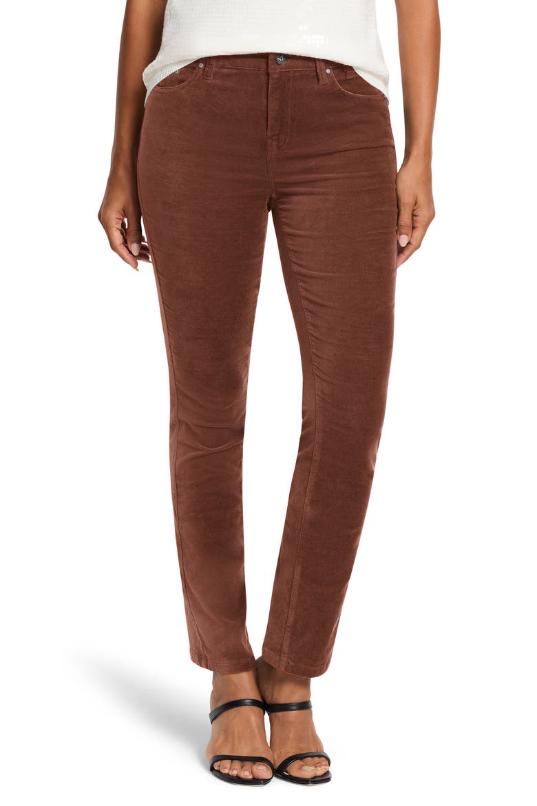 High Waist Stretch Velveteen Straight Leg Ankle Pants, Main, color, CHAI