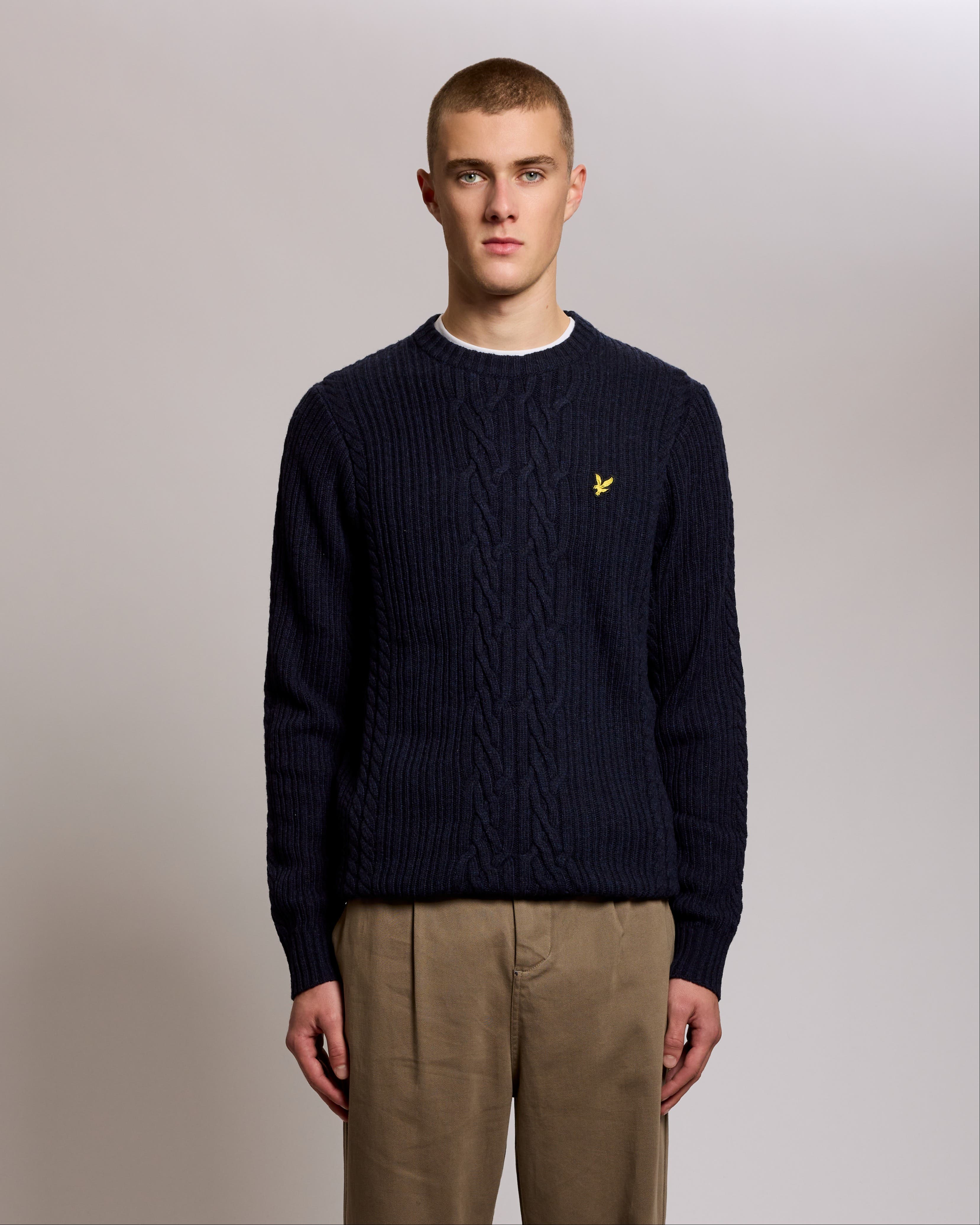 Ribbed Cable Knit Long Sleeve Sweater