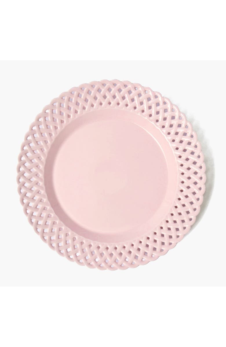 Mrs. Alice Pink Basketweave Dinner Plate, Main, color, Pink