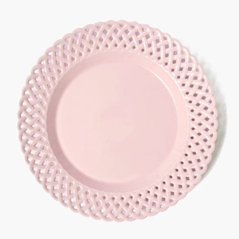 Pink Basketweave Dinner Plate
