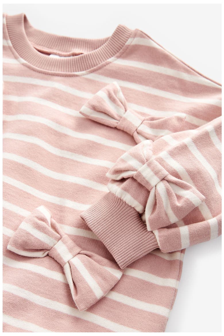 Kids' Stripe Bow Accent Cotton Sweatshirt & Leggings Set, Alternate, color, PINK