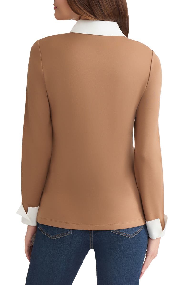 Jones New York Layered Look Long Sleeve Top, Alternate, color, Caramel/ Nyc White