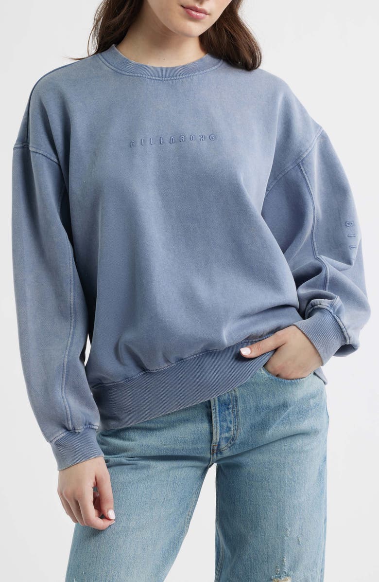 Billabong Kendal Saltwashed Fleece Sweatshirt, Main, color, Stone Blue