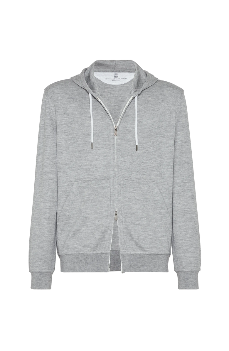 Brunello Cucinelli Cashmere and silk French terry sweatshirt, Main, color, Grey