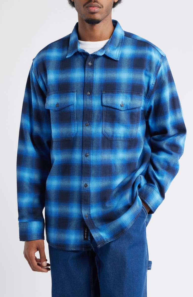Vans Bixby Plaid Cotton Flannel Button-Up Shirt, Alternate, color, Parisian Night/Tranquil Blue