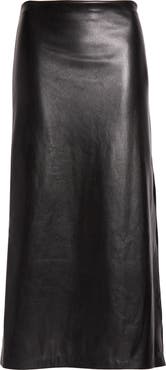 Alice + Olivia Maeve Back Slit Faux Leather Midi Skirt