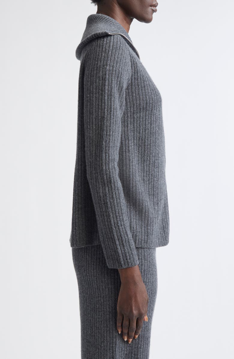 Lafayette 148 New York Mixed Stitch Zip Cardigan, Alternate, color, Graphite Melange