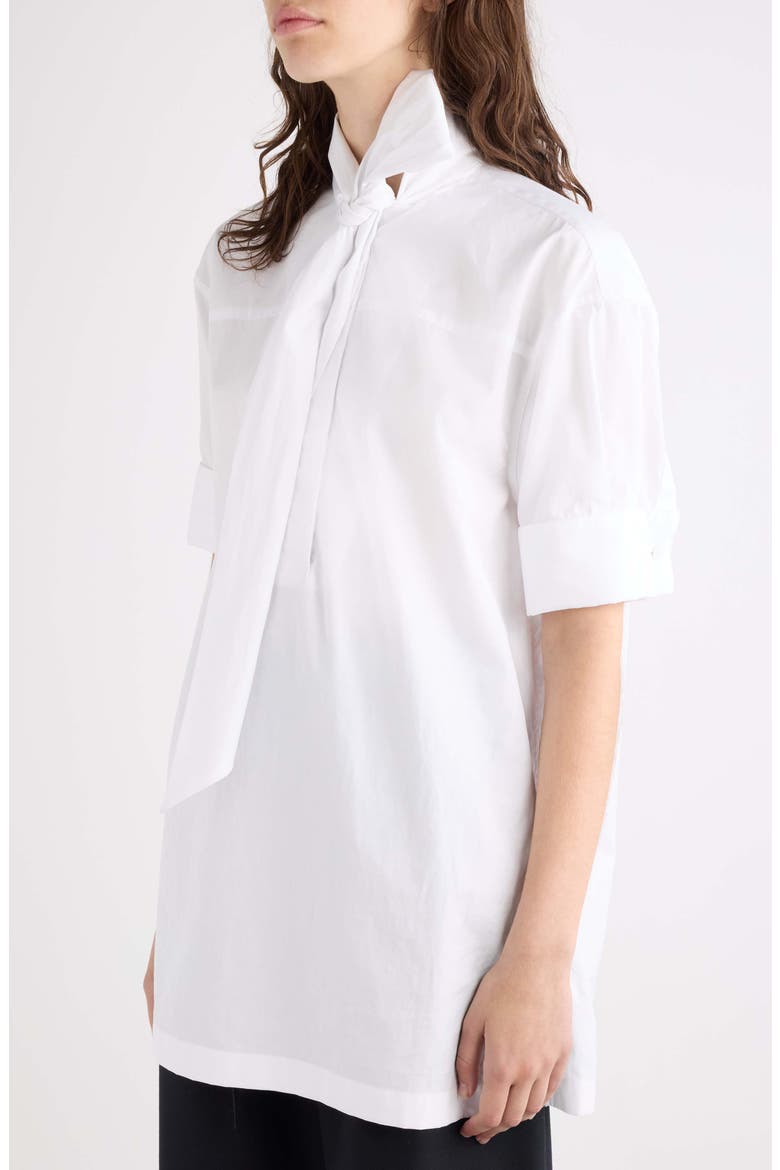 Calma Short Sleeve Cotton Poplin Popover Shirt, Alternate, color, WHITE