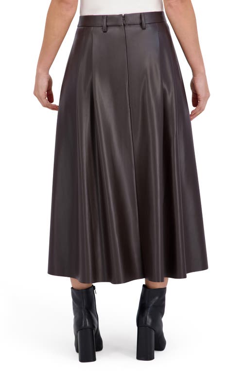 Ookie & Lala Supersoft Faux Leather Pocketed Maxi Skirt In Brown