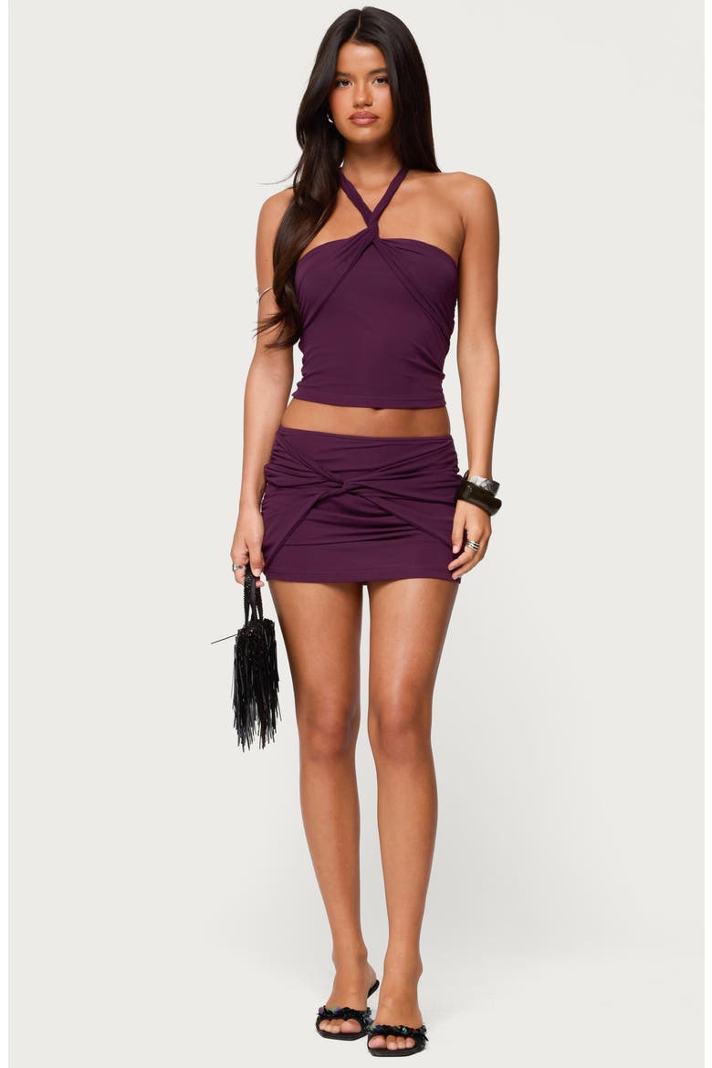 Maggi Knotted Miniskirt, Alternate, color, PURPLE