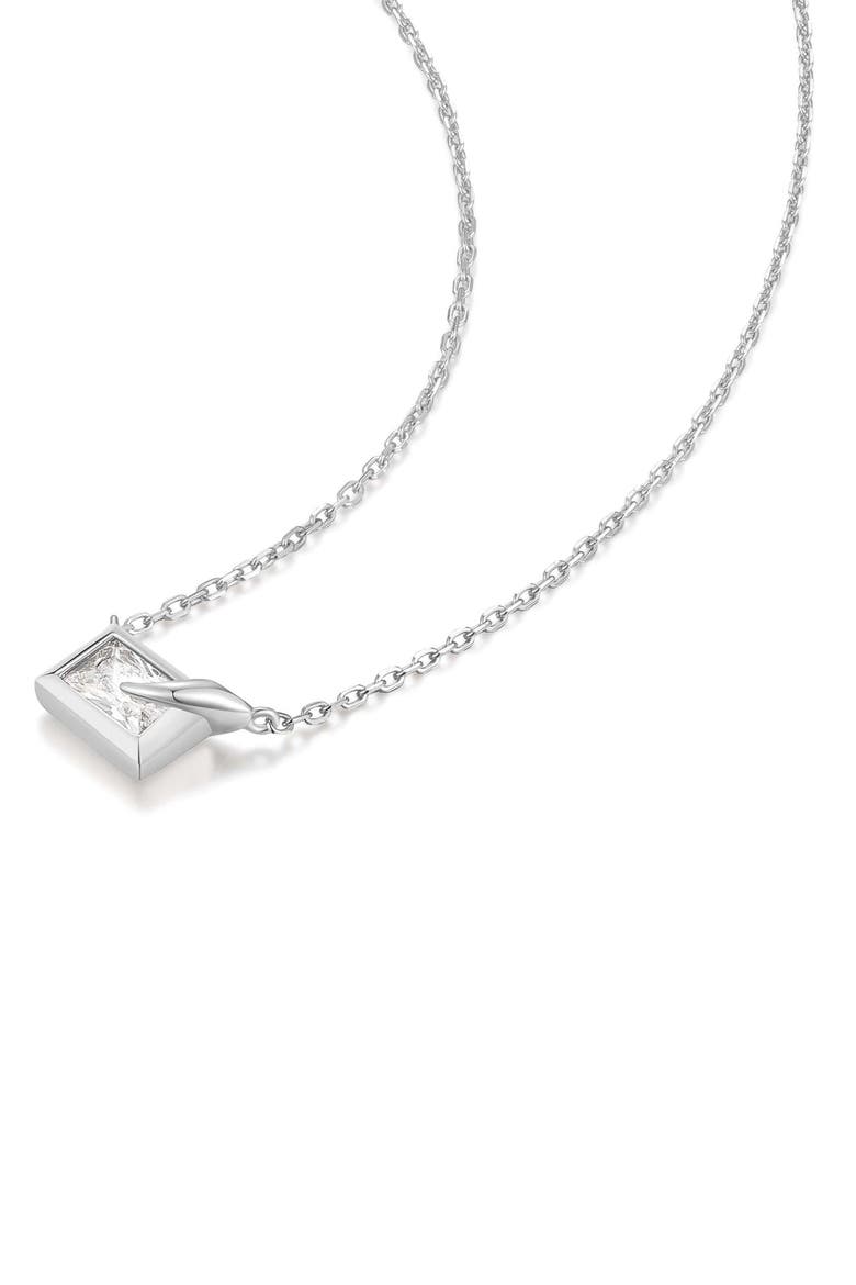 Bezel Cubic Zirconia Pendant Necklace, Alternate, color, SILVER