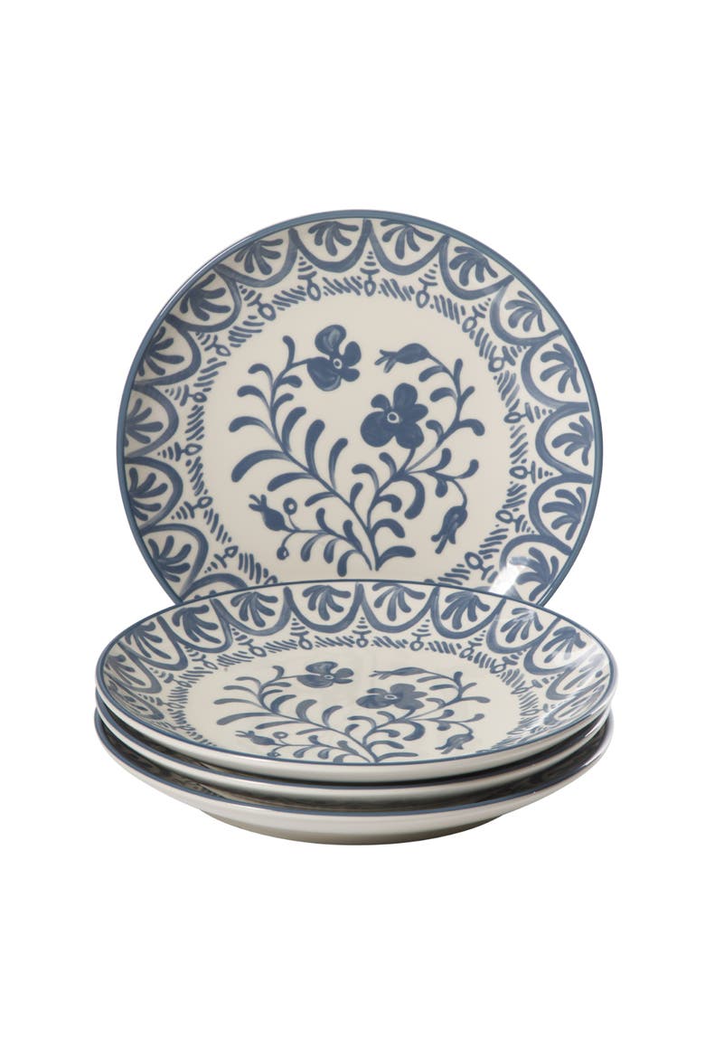2-Time Oprah's favorite things, Valencia Flor 4pc Stoneware Dinner Plate Set, Main, color, Iris Blue