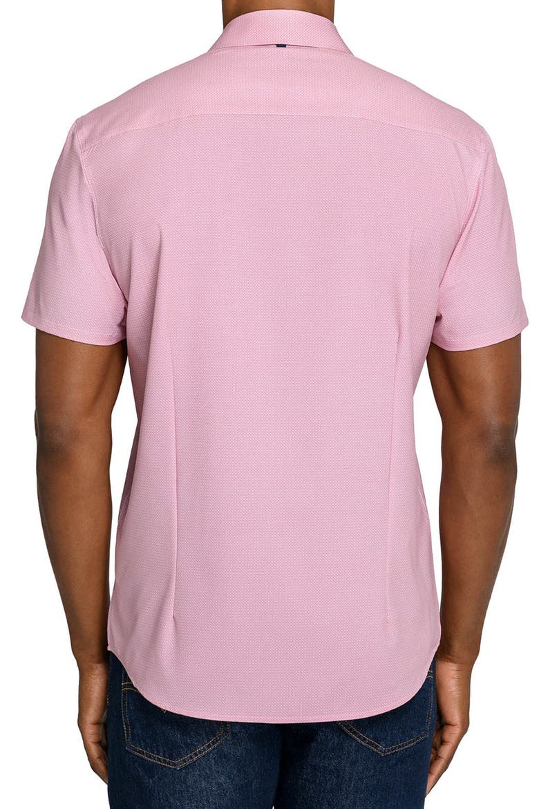 Abstract Geo Short Sleeve Button Up Shirt, Alternate, color, PINK