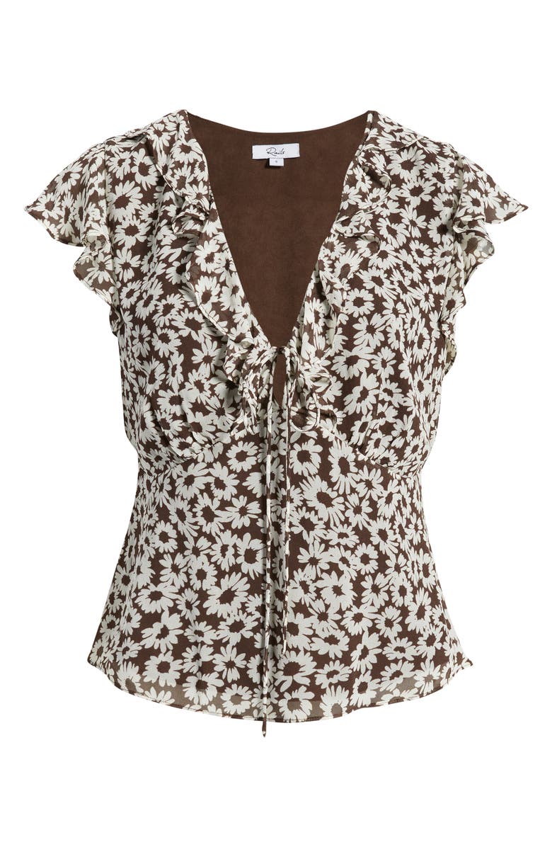 Rails Carmine Floral Flutter Sleeve Top, Main, color, Espresso Daisy