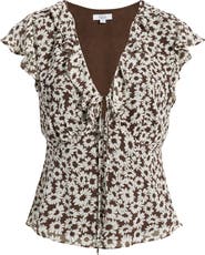 Rails Carmine Floral Flutter Sleeve Top