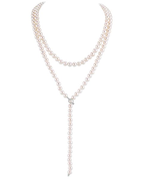 White Freshwater Pearl Adjustable Lariat Y-Shape 51 Inch Rope Length Necklace - Premier AAAA Quality