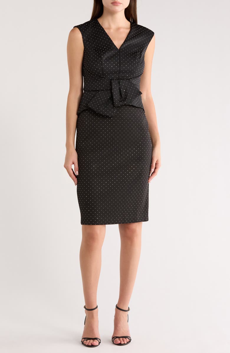 Vince Camuto Sleeveless Bow Peplum Sheath Dress, Main, color, Black