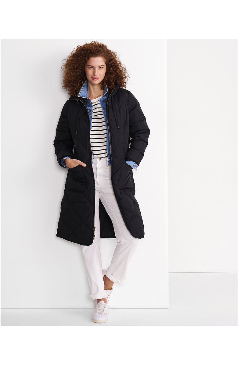Lands' End FeatherFree Insulated Diamond Quilted Maxi Coat, Alternate, color, Black