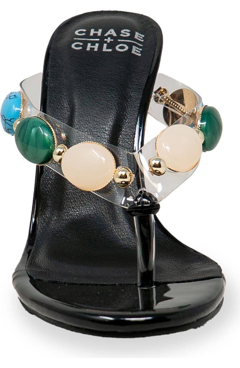 CHASE AND CHLOE Beaded Strap Sandal, Alternate, color, Black Patent