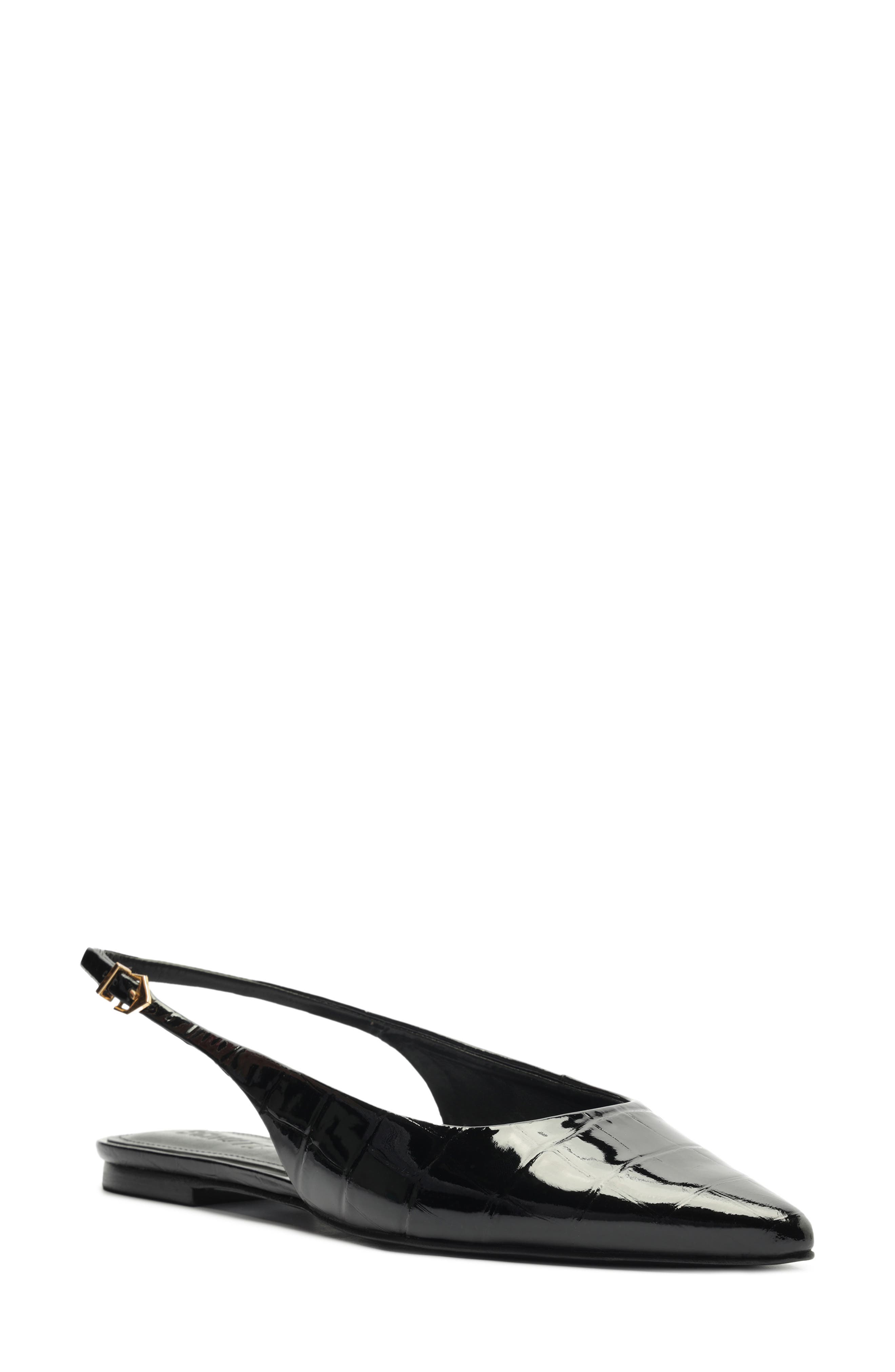 Schutz Paola Slingback Pointed Toe Ballet Flat in Black 